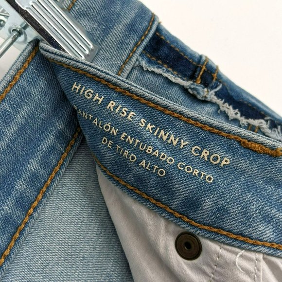 Universal Thread High Rise Skinny Crop Jeans 4 27 R Light Wash Fringe Trim Denim - Picture 3 of 13